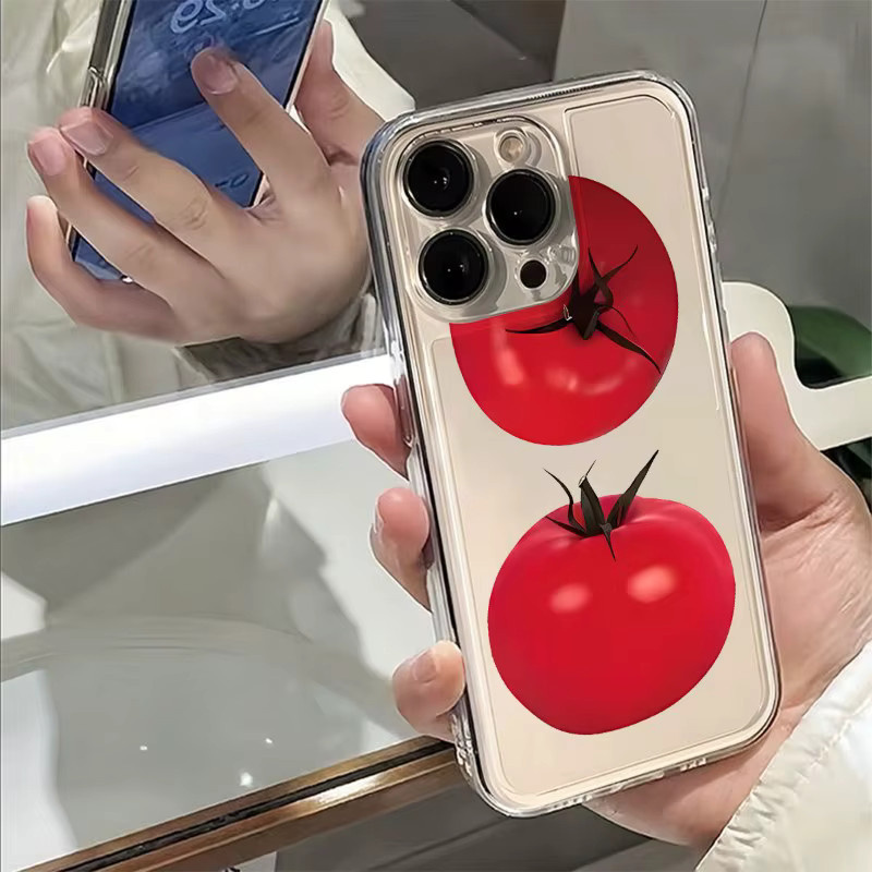 Stoßfeste und transparente Handyhülle mit Tomaten-Design für iPhone 11 bis iPhone 17 Pro Max sowie SE und Mini - Bild 4