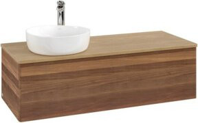 V&B Waschtischunterschrank Antao ohne Frontstruktur in Honig-Eiche und Walnuss, B/T/H: 120 x 50 x 50 cm - Bild 1