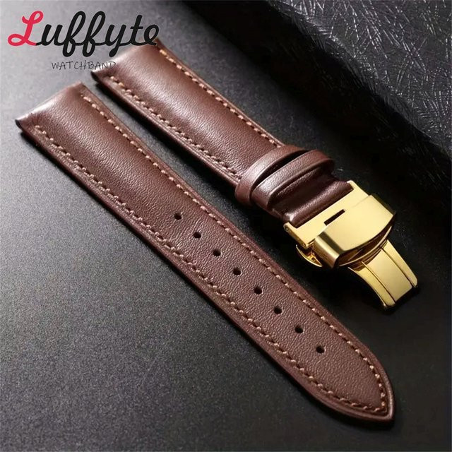 Uhrenarmband Leder, Edelstahl-Schmetterlingsschnalle, Unisex - Bild 1