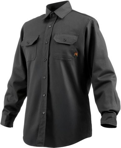 VEVOR Flammenhemmende Schweißjacke aus Baumwolle, Farbe Schwarz, Größe L, hitzebeständige Sicherheitsjacke mit Kragen, verstellbaren Bündchen und 2 Taschen, ATPV 9.2 Cal/cm² Arc Rating - Bild 1