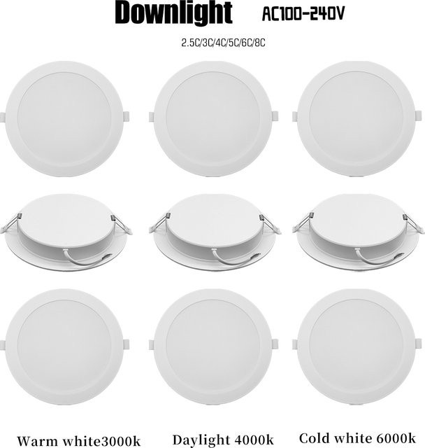 20er Set LED Einbaustrahler Downlights in Weiß mit 3 Farbmodi und flimmerfreier Technologie für AC100-240V - Bild 1
