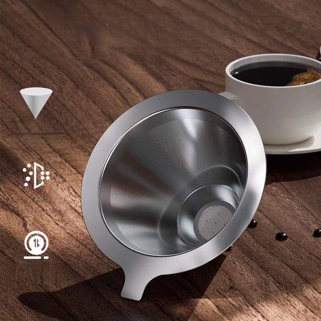 GIANXI 800 Mesh Kaffeefilter aus Edelstahl mit Doppelschicht für präzises Handkaffee-Brewing in Silber - Bild 1