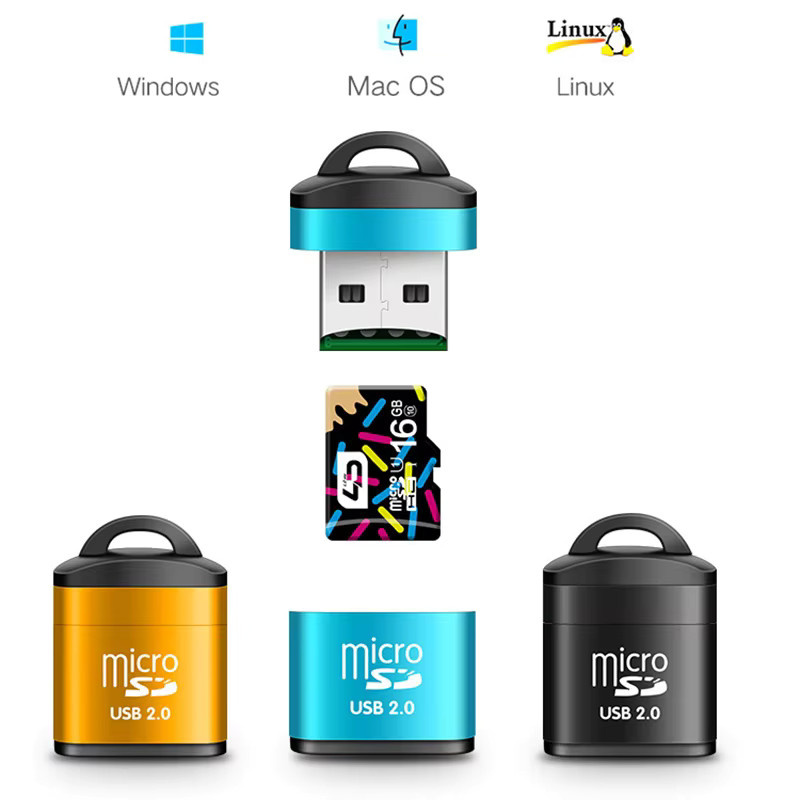 OULLX USB Micro SD Kartenleser als Schlüsselanhänger mit TF Karten Adapter in Rot für Computer, Laptop und Auto Lautsprecher - Bild 2