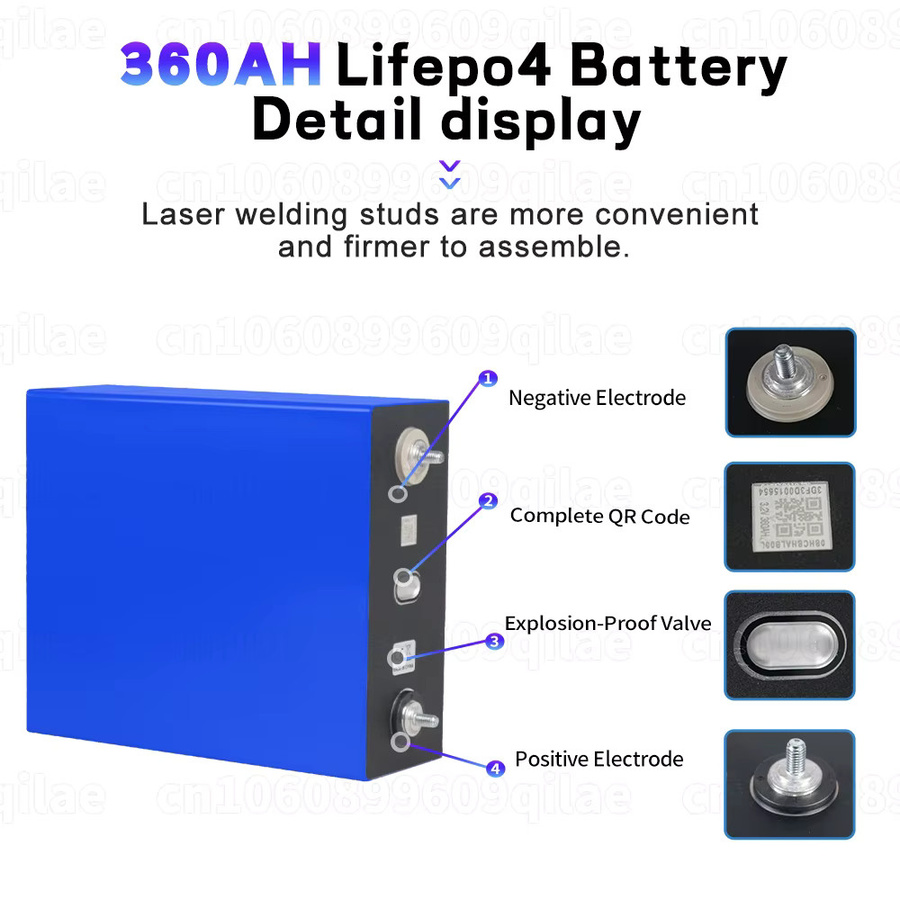 Seekwatt LiFePO4 Batterie Grade A 360Ah 3.2V Deep-Cycle prismatische Zellen für DIY 12V 24V 48V Anwendungen in Wohnmobilen, Solar, Camping und Yachten - Bild 4