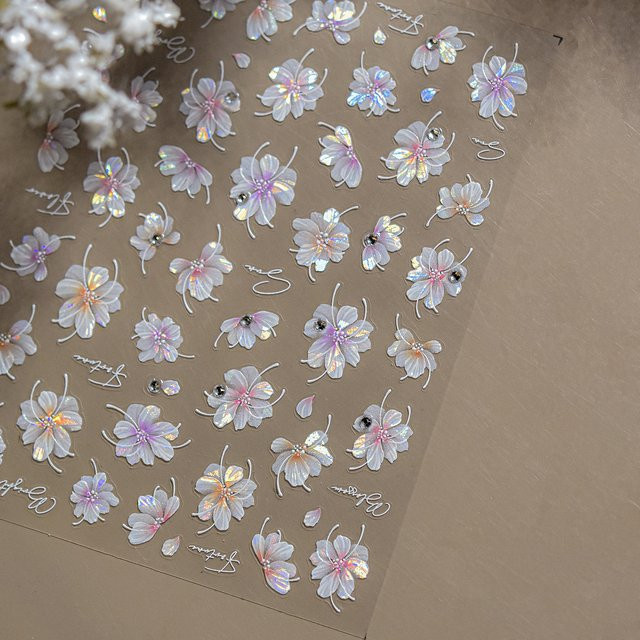 Arte Clavo Nail Art Aufkleber, Rosa Lila Blütenblatt, 5D Selbstklebend - Bild 1