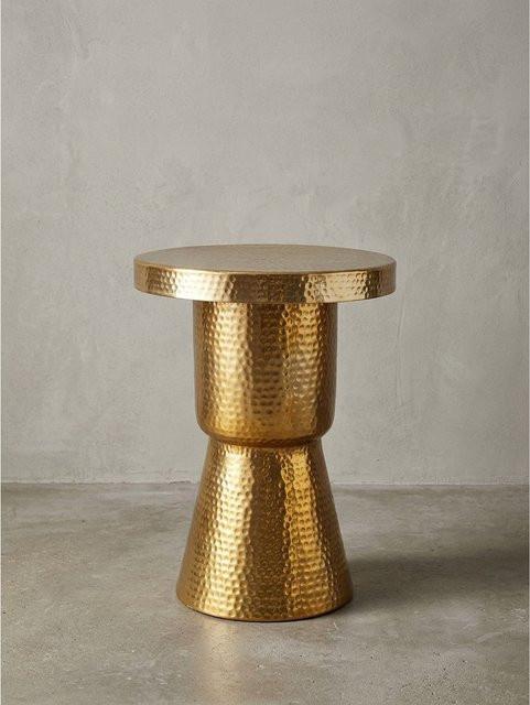 Beistelltisch KADIMA DESIGN rund aus Aluminium in Gold mit Hammerschlagoptik im orientalischen Design, B/T/H: 43 x 43 x 43 cm - Bild 1