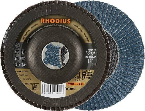 Rhodius 211393 LSZ F1 X-LOCK Fächerschleifscheibe Körnung 60 für Edelstahl und Stahl, Grau, 10 Stück - Bild 1