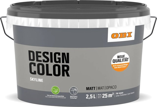 OBI Design Color Skyline Dispersionsfarbe auf Wasserbasis, Grau/Mehrfarbig, 2,5 l - Bild 1
