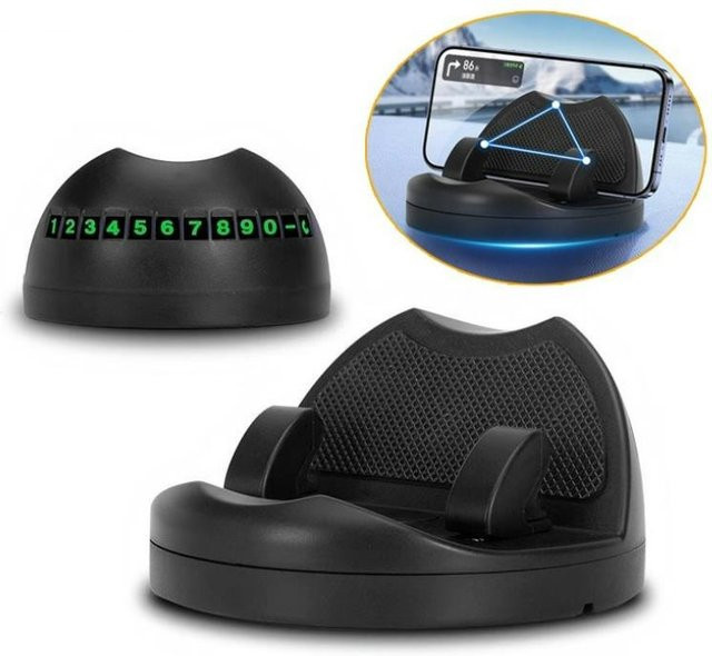 YJMP Auto Parts 360 Grad drehbarer Auto-Handyhalter für Armaturenbrett und Schreibtisch in Schwarz mit rutschfester Klebehalterung und GPS-Unterstützung - Bild 1