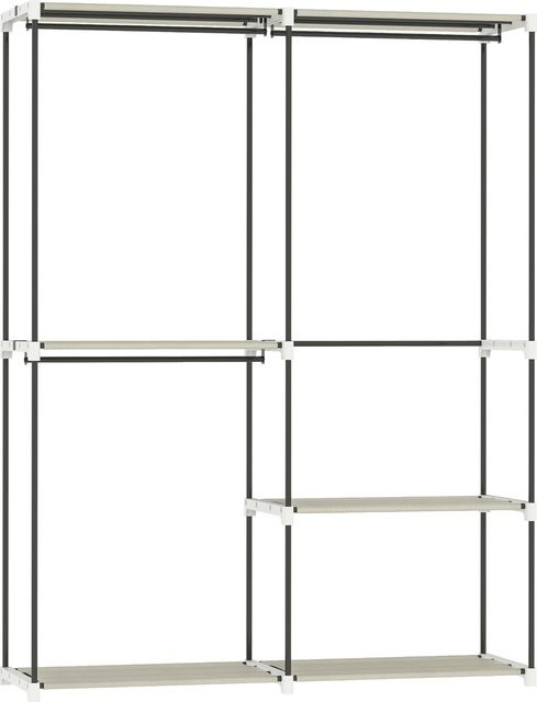 HOMCOM Kleiderschrank Garderobe mit Metallgestell und 4 Regalen, Creme, B/T/H: 142 x 43 x 185 cm - Bild 1
