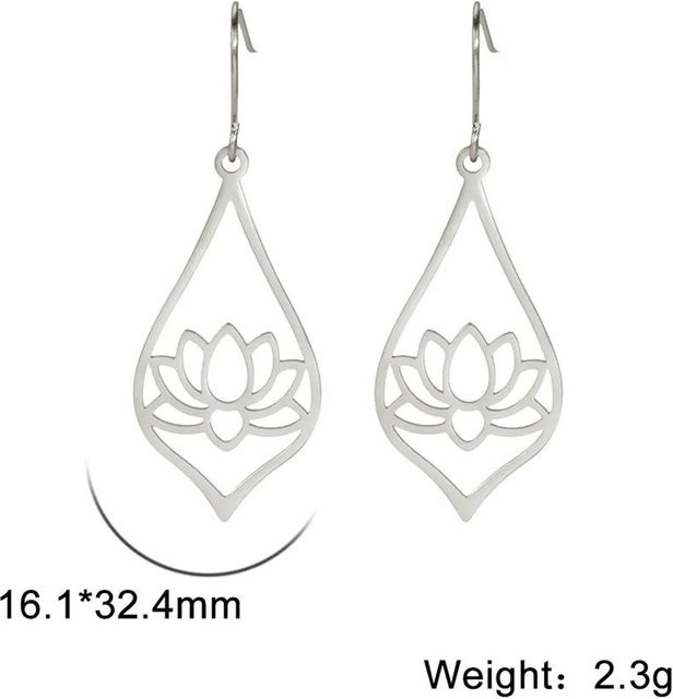 Ohrringe Lotusblumen, Edelstahl, Gold, Damen - Bild 1
