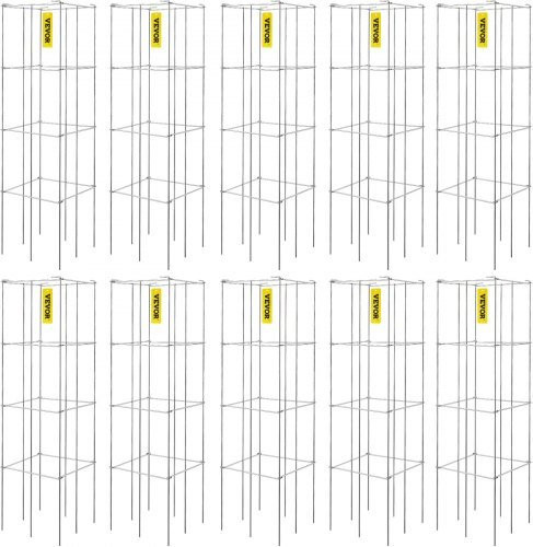 VEVOR Tomatenkäfige 10er Pack quadratische Pflanzstützen aus silber beschichtetem Stahl, H x B x T: 117,1 x 30 x 30 cm - Bild 1