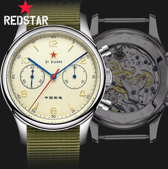 Red Star Chronograph, Handaufzug, Edelstahl, Saphirglas, 38 mm, Herren - Bild 1