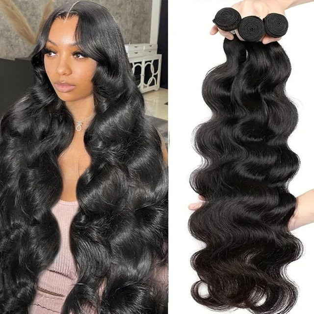 MIHUGASS Body Wave Haarbündel, Brasilianisches Echthaar, 38-40 Zoll - Bild 1