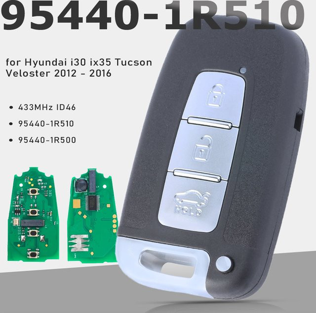 KEYECU Smart Remote Key Fob 95440-1R500 Schwarz 433 MHz ID46 für Hyundai i30 ix35 Tucson Veloster - Bild 1