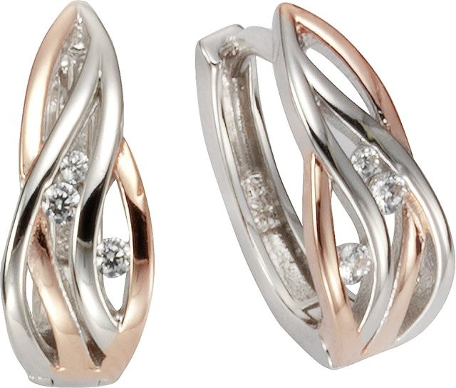 Zeeme Ohrringe 925 Silber, zweifarbig, 6x Zirkonia weiß, Damen - Bild 1