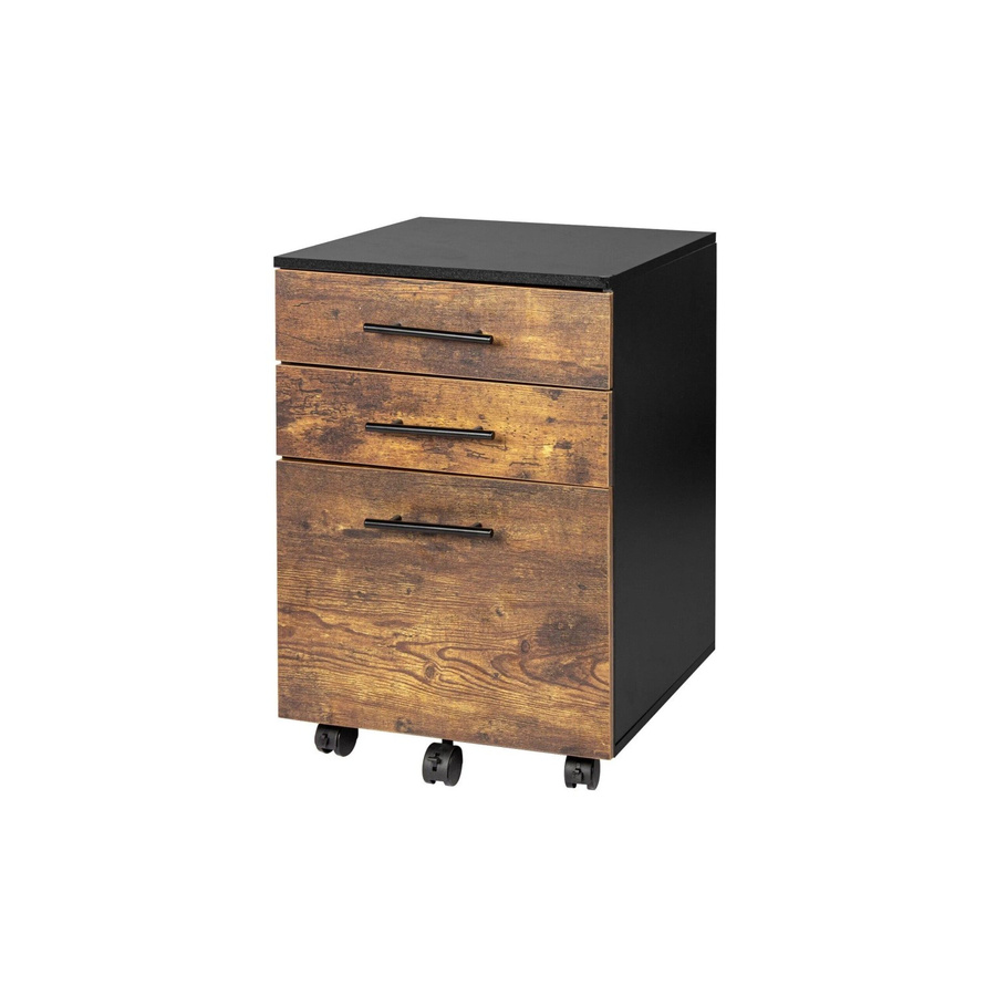 Relaxdays Rollcontainer aus Holzwerkstoff in Schwarz mit Hängeregister im Industrial-Style, B/T/H: 57,5 x 40 x 40 cm - Bild 2