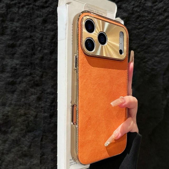 Original Lammfell-Lederhülle für iPhone 17 bis 11 Pro Max Plus mit Vintage-Beschichtung und hellem Fenster in Blau - Bild 1