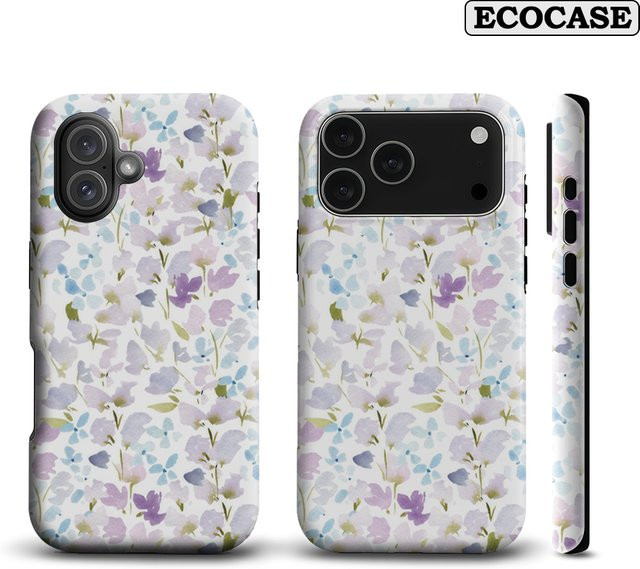 Potdemiel Handyhülle mit Aquarell Blumen Design für iPhone 17 16 15 14 13 12 11 Pro Max Plus Multicolor mit doppelschichtiger Rückseite - Bild 1
