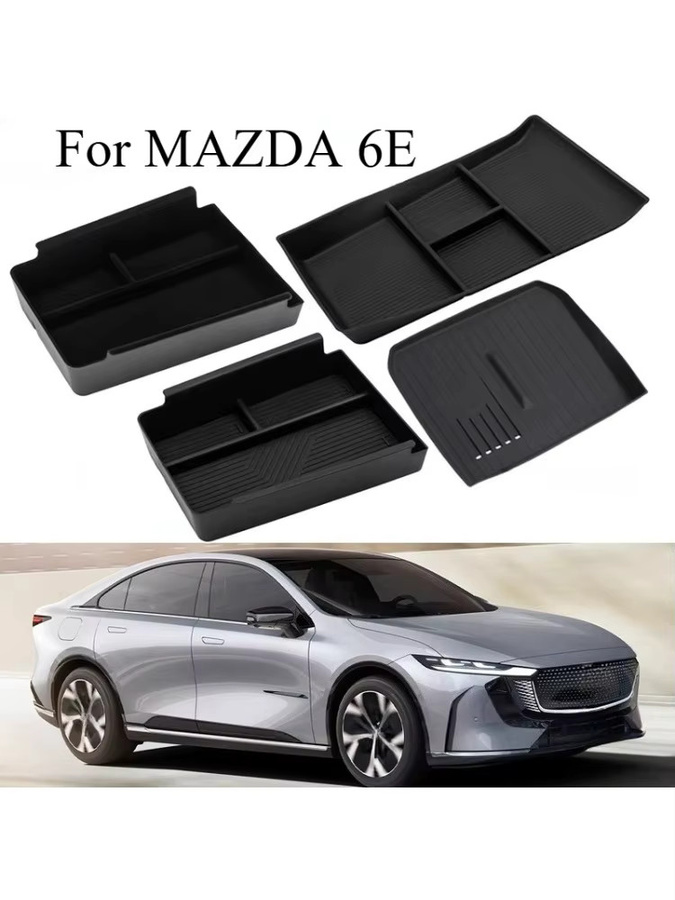 SHUN SOON Armlehnen-Ablagebox für Mazda 6E mit Bluetooth-Funktion und kabellosem Ladepad in Schwarz - Bild 4