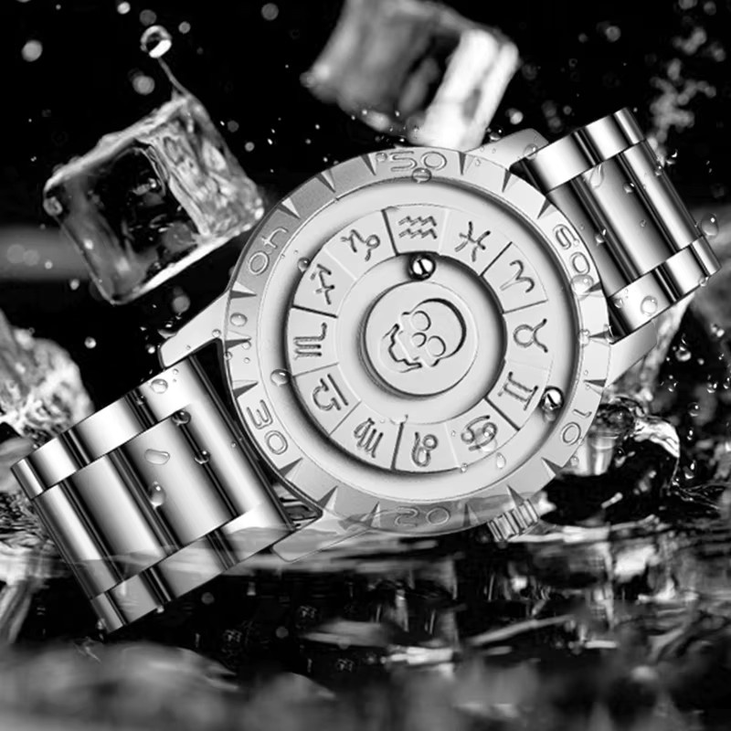 FOXBOX Armbanduhr Totenkopf, Quarz, Edelstahl, Silber, Herren - Bild 4