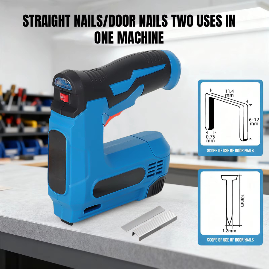 Betuyoo 2-in-1 Elektrische Heftpistole und Nagelpistole, Kabellos, Blau, USB-aufladbar mit 2000 Heftklammern - Bild 3
