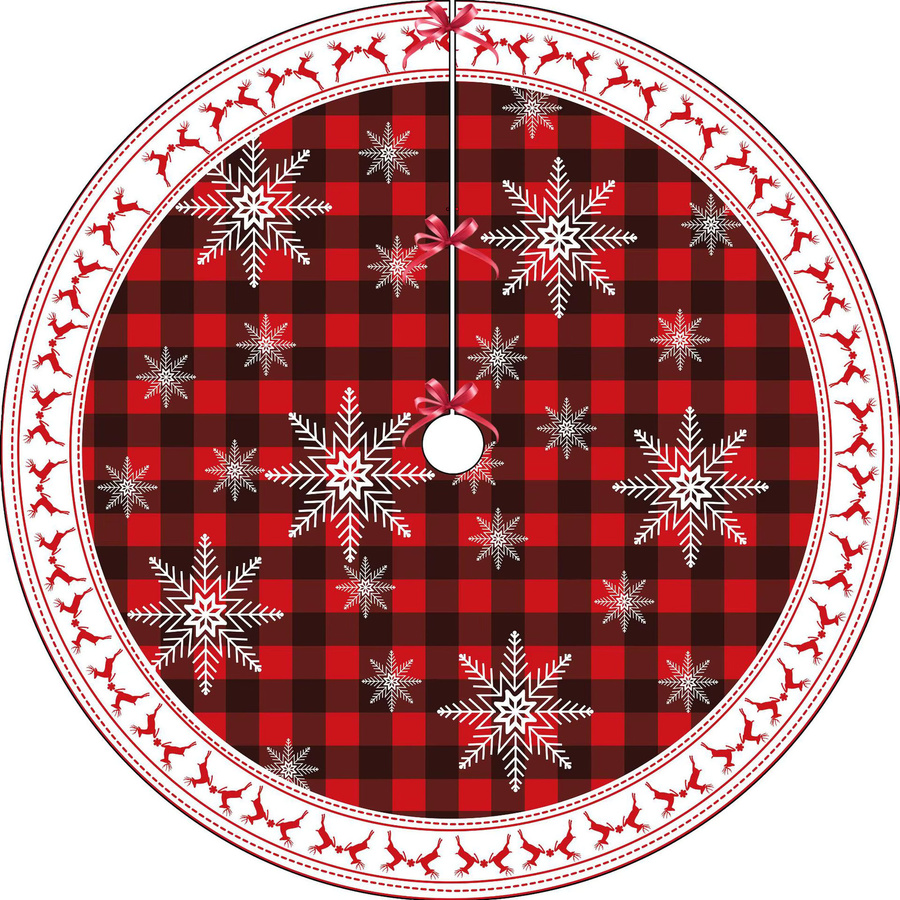 VIKAMA Weihnachtsbaumkleid mit Schneeflocken- und Karomuster in Rot - Bild 2