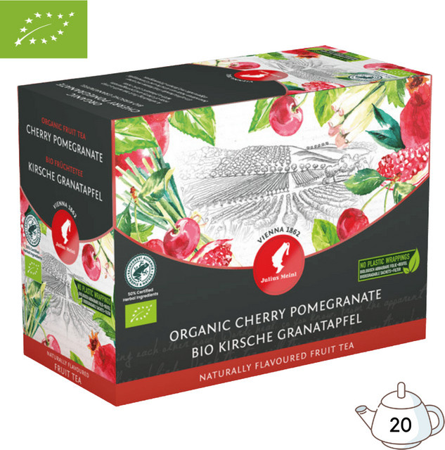 Julius Meinl Tee Bio Kirsche-Granatapfel, Früchtetee, Teebeutel, 20 Stück, 80 g - Bild 1