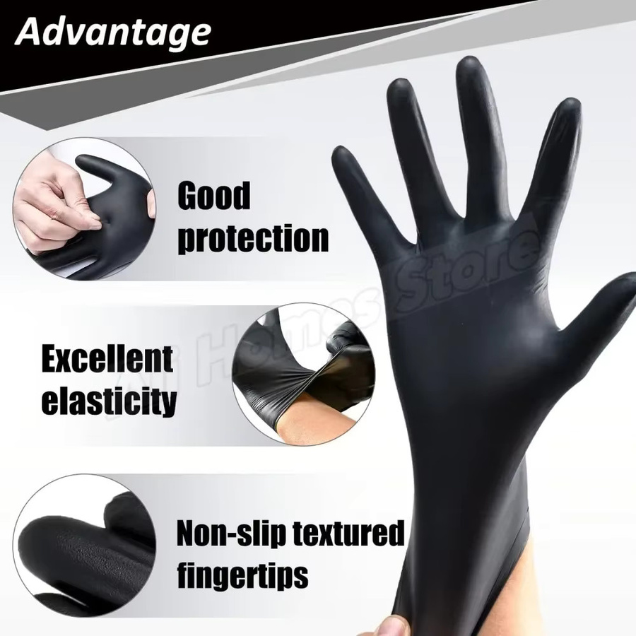 XMSJ Nitrilhandschuhe in Schwarz, latexfreie und puderfreie Einweghandschuhe für Haushalt, Reinigung, Tattoo und Friseur - Bild 3