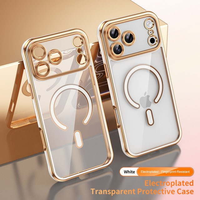 RPKKS MagSafe Magnetische Handyhülle für iPhone 17 16 15 14 13 Pro Max Plus Transparent mit lila Akzenten und stoßfestem Schutz - Bild 1