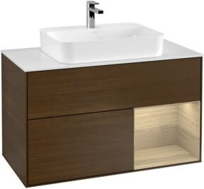 V&B Waschtischunterschrank Finion mit LED-Beleuchtung und Regalfach, Weiß, Breite: 100 cm - Bild 1