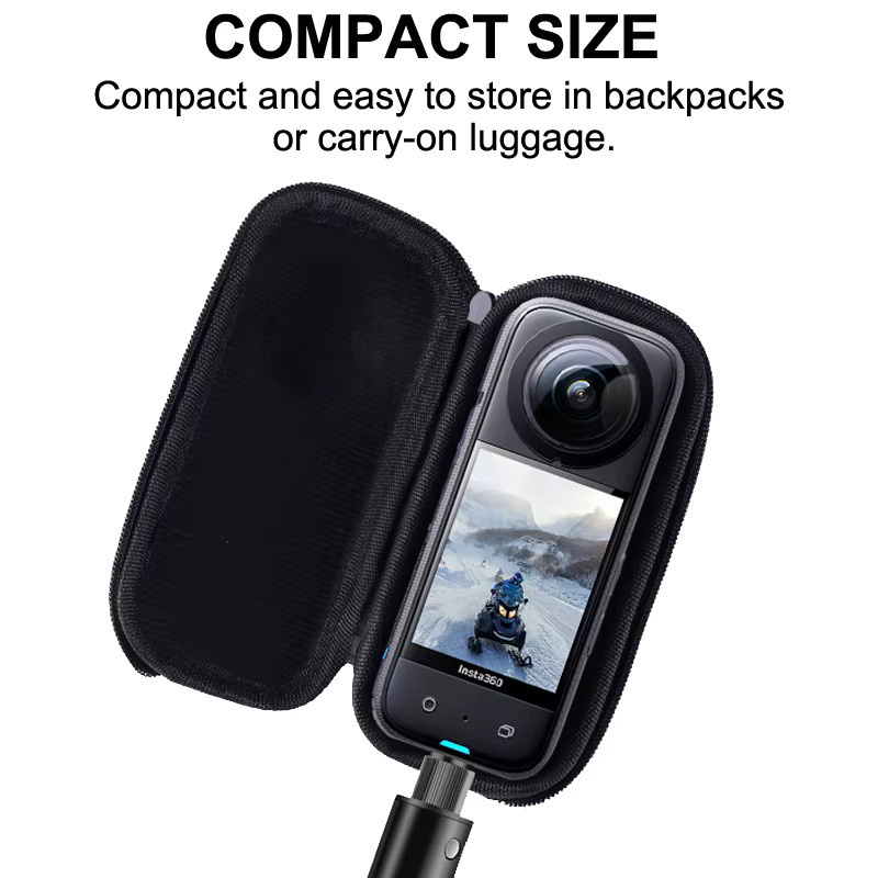 Insta360 X3 Mini-Aufbewahrungskoffer mit Displayschutzfolie und Zubehör, tragbare PU-Schutzhülle für deine Action Camera, Schwarz - Bild 3