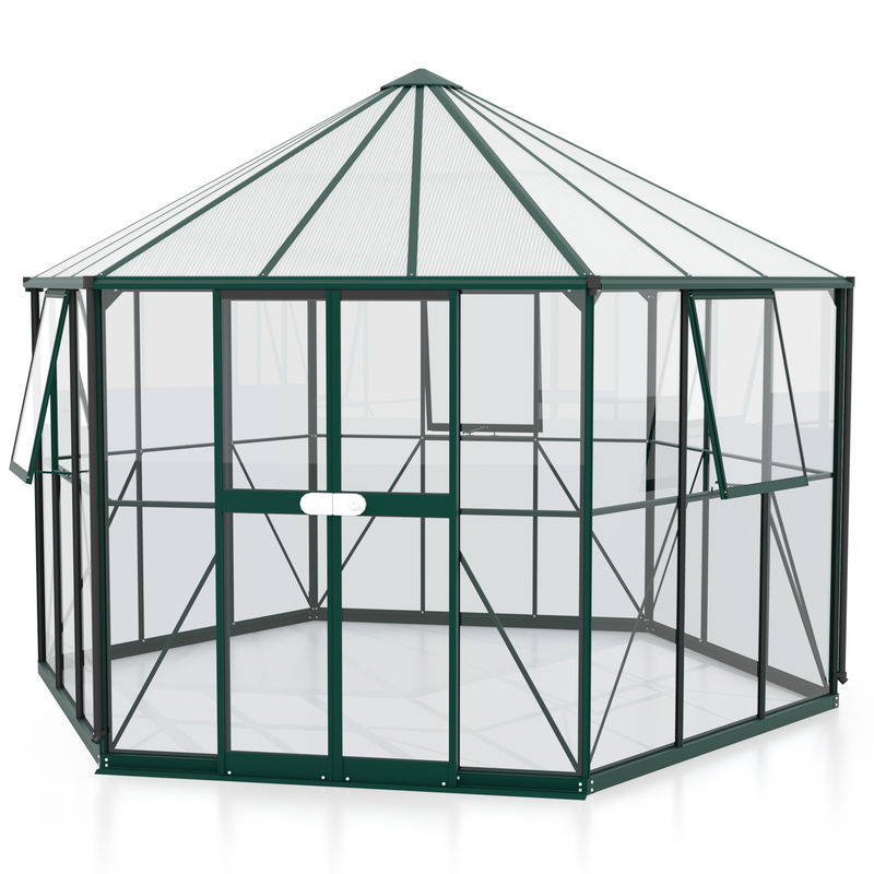Vitavia Gewächshaus Galaxis 9000 in Smaragdgrün mit Polycarbonat und Fundamentrahmen - Bild 2