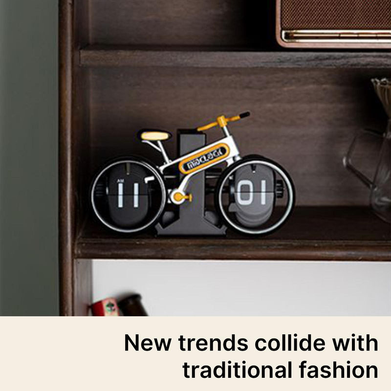 Tooarts Vintage Fahrrad Flip Uhr, digitale mechanische Tischuhr in Weiß, Dekoration aus Kunststoff - Bild 3