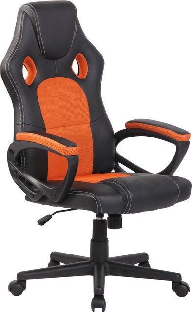 TPFLiving Racing Bürostuhl First Gaming Chair in Orange/Schwarz mit Armlehnen und Rollen - Bild 1