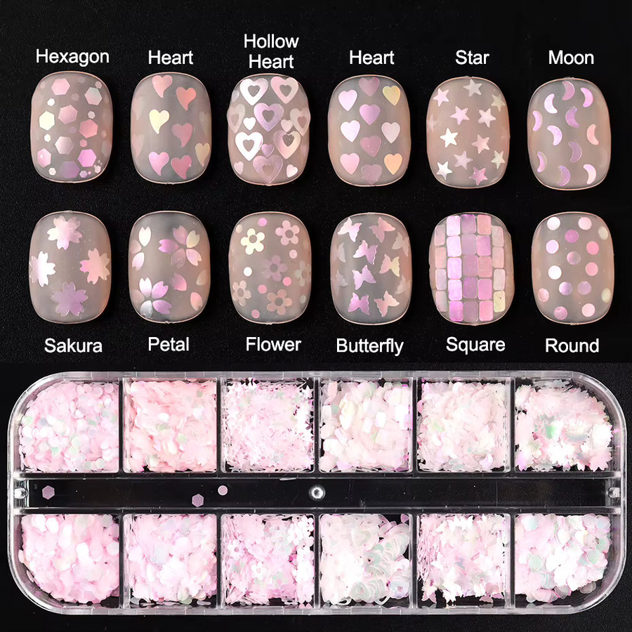 Full Beauty Nagelpailletten, Rosa, Schimmernd, 12er-Set - Bild 4