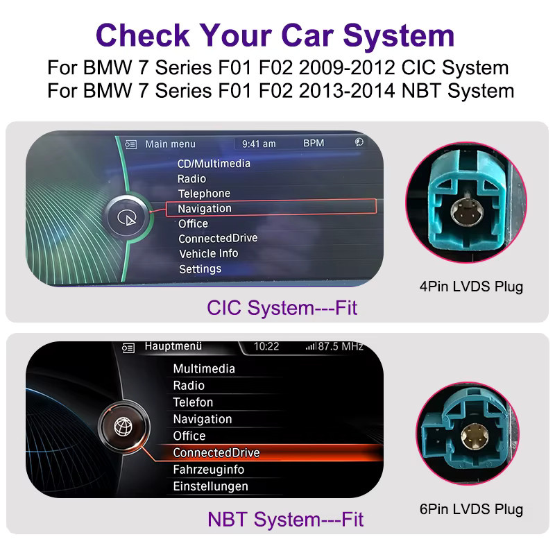AUTOTOP 12,8-Zoll Auto-Multimedia-Display mit Linux-Touchscreen für BMW 7er-Reihe F01 F02 F03 F04 CIC/NBT-System 2009-2014 mit Android Auto, Airplay, Autolink und Bluetooth in Schwarz - Bild 2