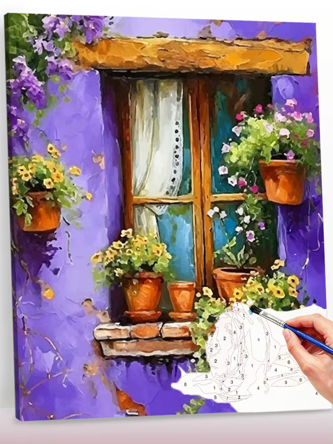 Huacan Malen nach Zahlen Set mit Blumenmuster auf Leinwand für deine DIY Wanddekoration in Mehrfarben - Bild 5