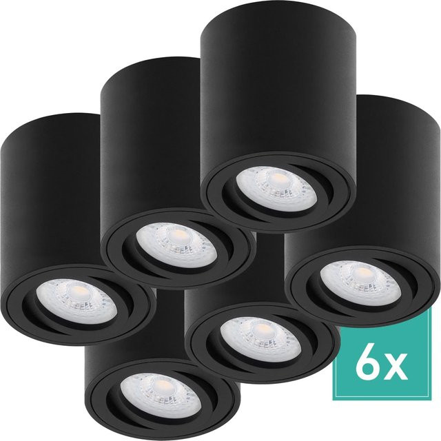 Oktaplex Lighting 6er Set Aufputz Spot Lile M aus Aluminium in Schwarz, dimmbar, LED Warmweiß 3000K, 230V - Bild 1