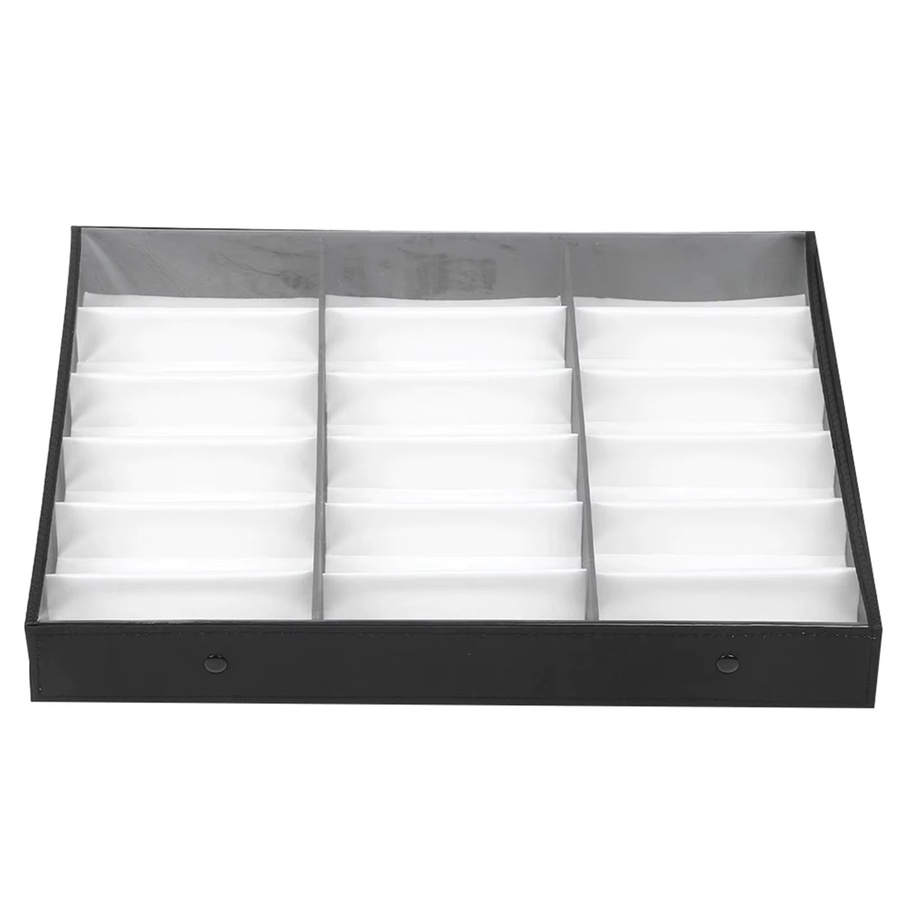 Etmakit 18-teiliges Brillen-Display und Aufbewahrungsset in Schwarz für Sonnenbrillen, Brillen und Schutzbrillen mit staubdichten Hüllen und Schmuckbehältern - Bild 6