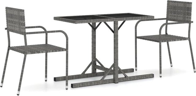 vidaXL 3-tlg Garten-Essgruppe aus PE-Rattan und Glas in Anthrazit Grau - Bild 1