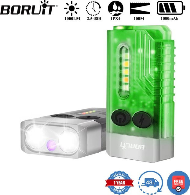 BORUiT V10 Schlüsselanhänger UV LED EDC Taschenlampe mit Typ C Ladeanschluss und Magnet - Bild 1