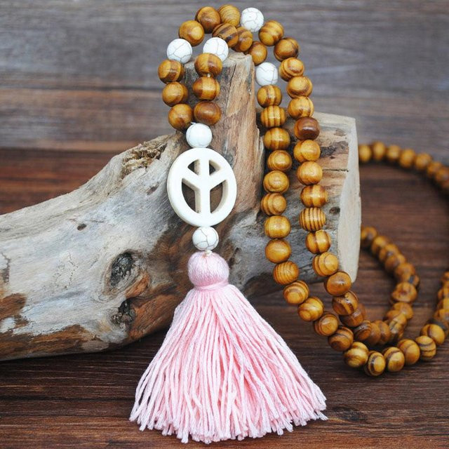 Lucky Star Jewelry Halskette, Zirkon, Holzperlen, Quaste, Damen, brown - Bild 1