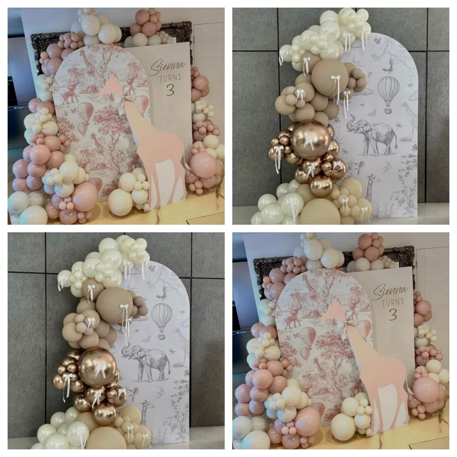 Mehofond Dschungel Toile De Jouy Safari Hintergrunddekor für Kindergeburtstage und Babypartys in Beige - Bild 2