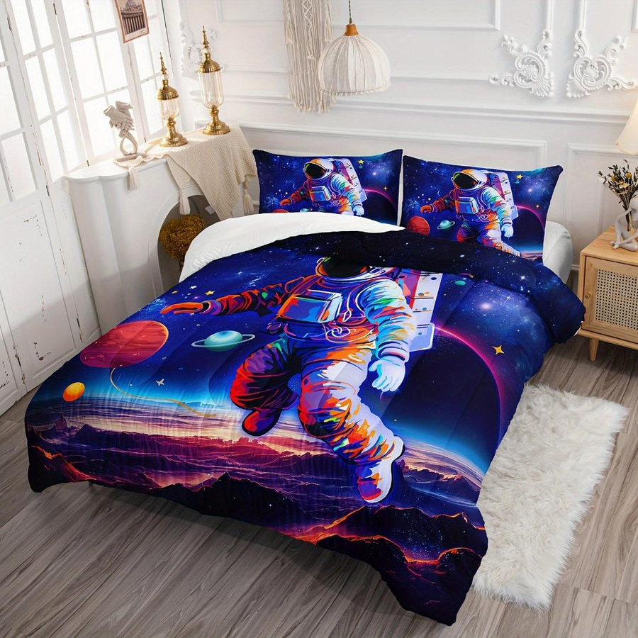 Paslu 3-teiliges Astronauten Bettwäsche-Set Weltraum Galaxie Multicolor, Breite: 135 cm, Länge: 200 cm - Bild 2
