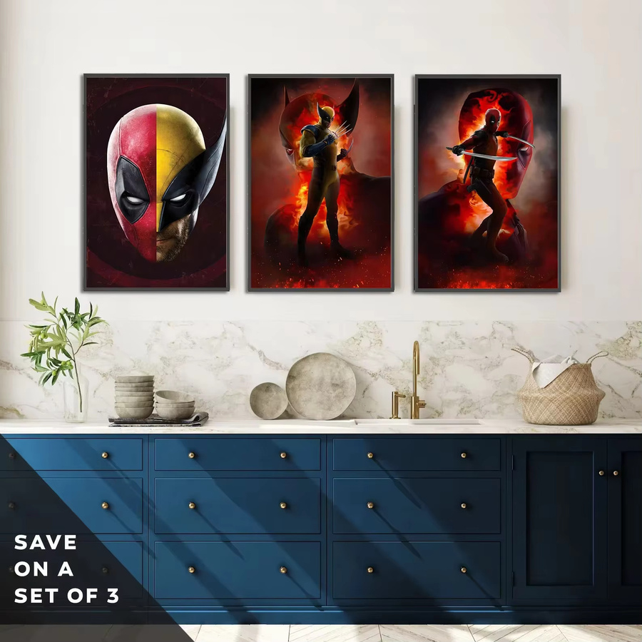 Kayou Marvel Deadpool Wolverine Anime Poster als rahmenloser Leinwanddruck in Multicolour - Bild 4