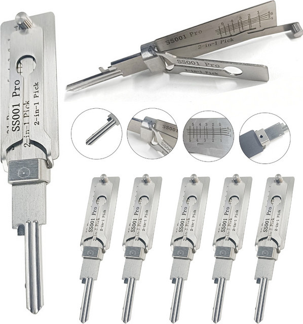 MOJOYCE SS001 Pro Metall Schlüssel Decoder Werkzeug Set mit Präzisionshaken und Pick für Reparatur und Wartung in Silber - Bild 1
