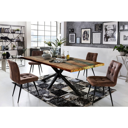 TABLES & CO Esstisch aus Holz und Metall in Schwarz und Braun, Höhe: 76 cm, Tiefe: 85 cm - Bild 2