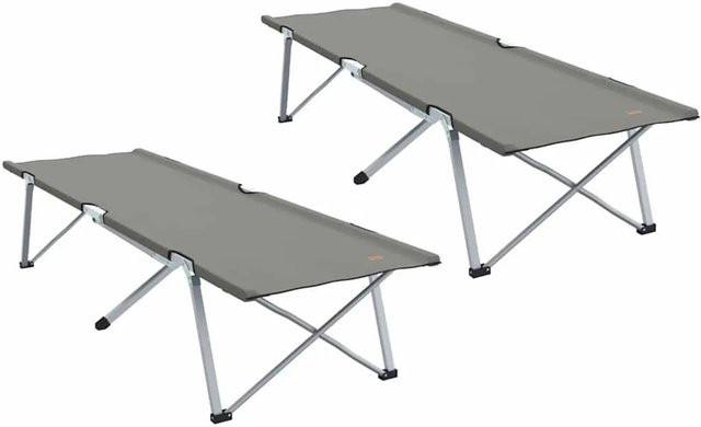 vidaXL 2er Set Klappbare Camping Schlafbetten aus Stahl und Oxford-Stoff in Grau, B/T/H: 194 x 62,5 x 42,5 cm - Bild 1