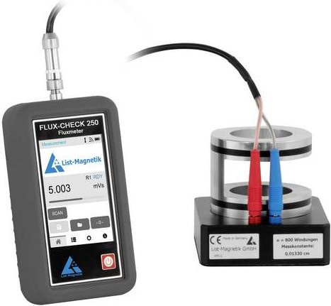 PCE Instruments Fluxmeter LM-FL250-HM2 mit Helmholtz-Momentspule HM-2 in Grau, Durchmesser: 49 mm, Messbereich 0 bis 250 mVs, Auflösung 0,001 mVs, Genauigkeit 2% - Bild 1